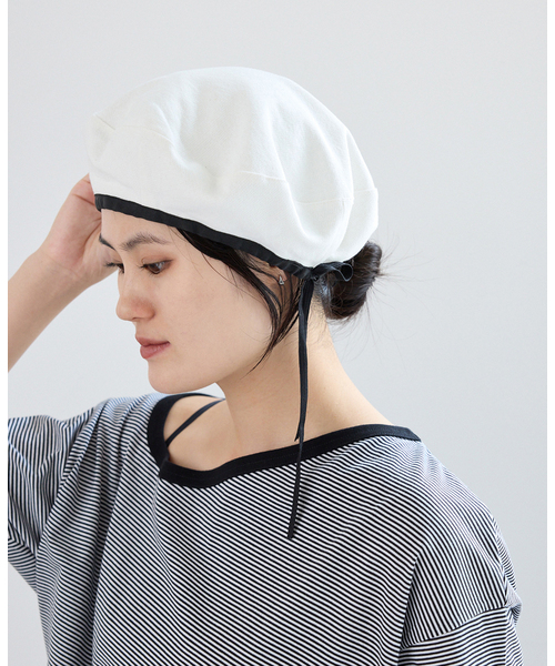 IENA(イエナ)の「ONIT/オニット ベレーボウ 26SS-ON-255(ハンチング/ベレー帽・レディース・ブラック/ホワイト・FREE)」の2枚目の写真