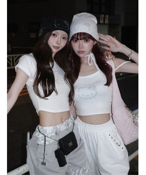 Darich(ダーリッチ)の「Hello DarichコンパクトTシャツ(Tシャツ/カットソー・レディース・ホワイト/ブラック・FREE)」の3枚目の写真