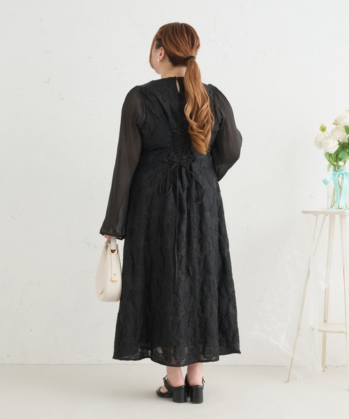 Louiosy(ルオシー)の「【Louiosy】【大きいサイズ】レースアップオケージョンドレス(ワンピース・レディース・ブラック/ブルー/グリーン・X-LARGE/3L/4L)」の6枚目の写真