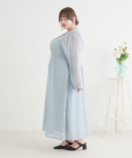 Louiosy(ルオシー)の「【Louiosy】【大きいサイズ】レースアップオケージョンドレス(ワンピース・レディース・ブラック/ブルー/グリーン・X-LARGE/3L/4L)」の22枚目の写真