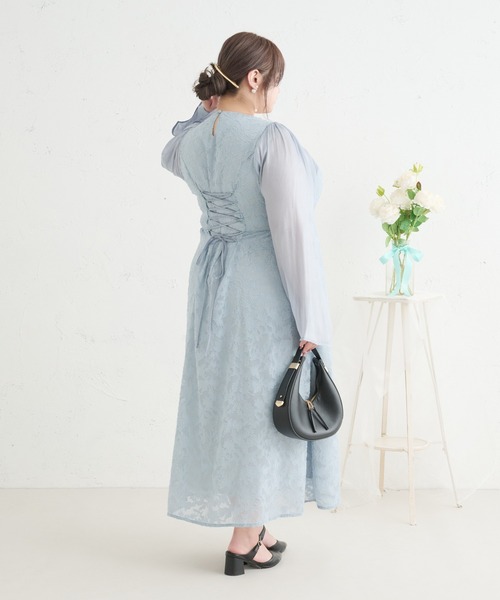 Louiosy(ルオシー)の「【Louiosy】【大きいサイズ】レースアップオケージョンドレス(ワンピース・レディース・ブラック/ブルー/グリーン・X-LARGE/3L/4L)」の15枚目の写真