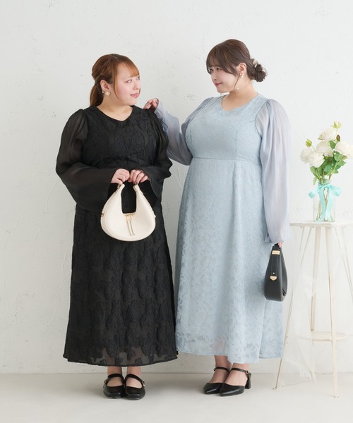 Louiosy(ルオシー)の「【Louiosy】【大きいサイズ】レースアップオケージョンドレス(ワンピース・レディース・ブラック/ブルー/グリーン・X-LARGE/3L/4L)」の5枚目の写真
