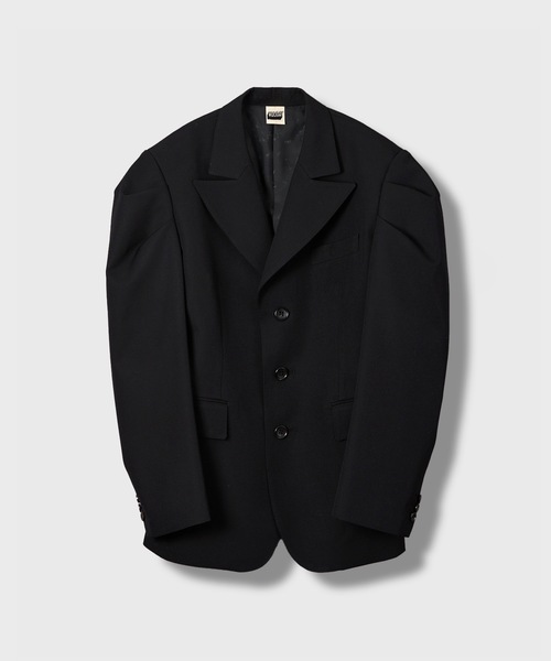 HOLIDAY(ホリデイ)の「WOOL TWILL SHAPED PUFF JACKET ウールツイルシェイプドパフジャケット(テーラードジャケット・レディース・ブラック/カーキ・ONE SIZE)」の2枚目の写真