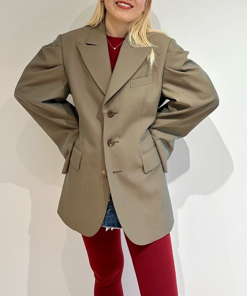 HOLIDAY(ホリデイ)の「WOOL TWILL SHAPED PUFF JACKET ウールツイルシェイプドパフジャケット(テーラードジャケット・レディース・ブラック/カーキ・ONE SIZE)」の14枚目の写真