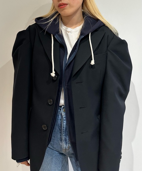 HOLIDAY(ホリデイ)の「WOOL TWILL SHAPED PUFF JACKET ウールツイルシェイプドパフジャケット(テーラードジャケット・レディース・ブラック/カーキ・ONE SIZE)」の18枚目の写真