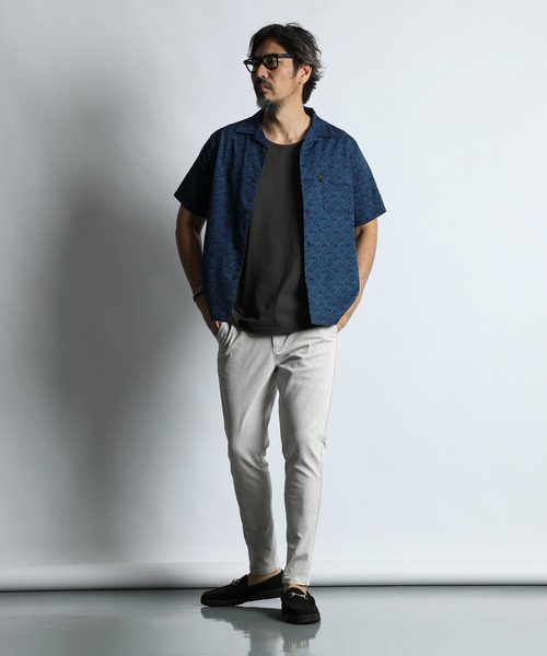 INDIGO LABEL] LIBERTY PRINT S/S OPEN COLLAR SHIRT：リバティ