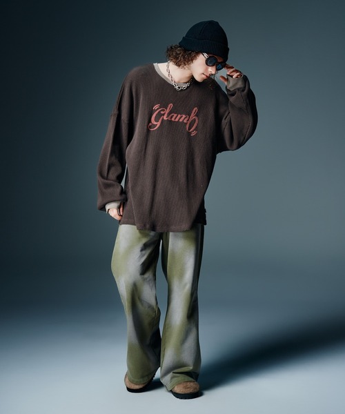 glamb(グラム)の「Distorted Sweat Wide Pants / ディストーテッドスウェットワイドパンツ(その他パンツ・メンズ・ブラック/カーキ・S/M/L)」の15枚目の写真