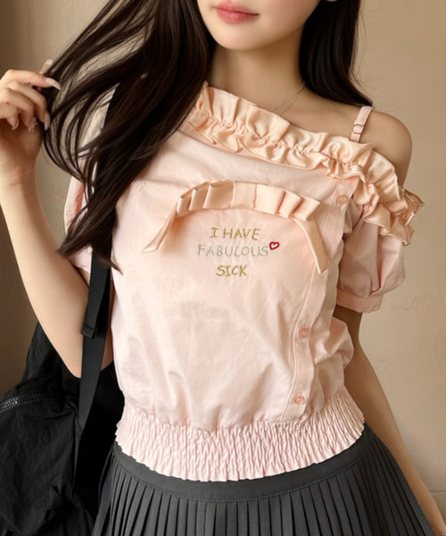 Ada.（エイダ）の「フリルワンショルダー リボンモチーフ ブラウス（シャツ/ブラウス・レディース・ライトブルー/ピンク/ホワイト・FREE）」の17枚目の写真