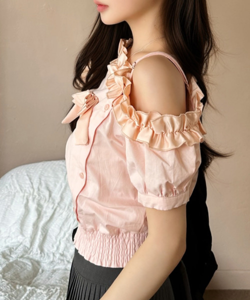 Ada.（エイダ）の「フリルワンショルダー リボンモチーフ ブラウス（シャツ/ブラウス・レディース・ライトブルー/ピンク/ホワイト・FREE）」の18枚目の写真