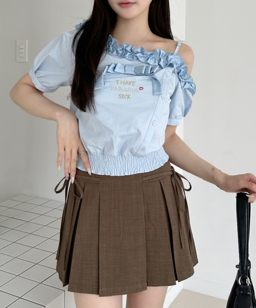 Ada.（エイダ）の「フリルワンショルダー リボンモチーフ ブラウス（シャツ/ブラウス・レディース・ライトブルー/ピンク/ホワイト・FREE）」の15枚目の写真