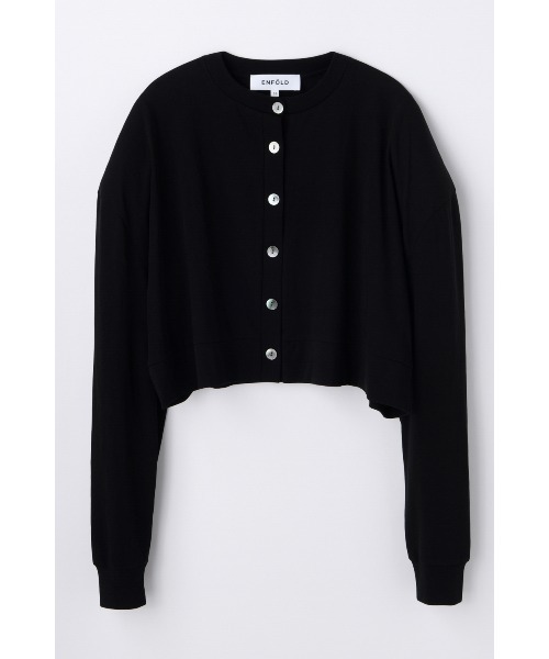ENFOLD(エンフォルド)の「CUT-AND-SEW CARDIGAN(カーディガン/ボレロ・レディース・ブラック/ライトベージュ・38)」の1枚目の写真