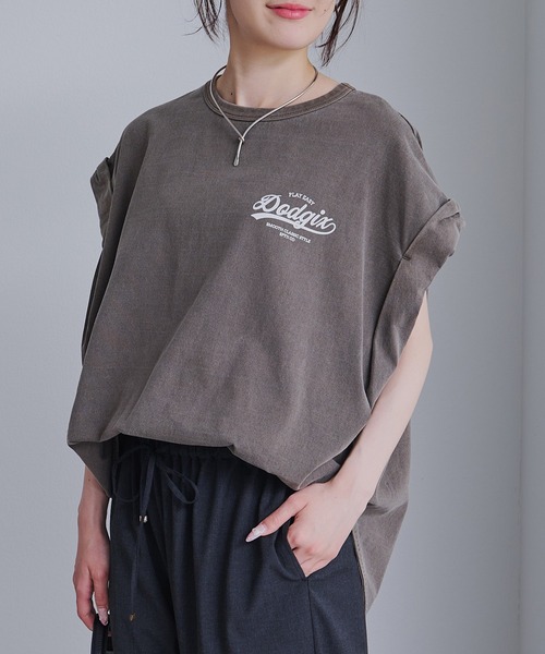 PUAL CE CIN(ピュアルセシン)の「USAコットン ロールスリーブTシャツ(Tシャツ/カットソー・レディース・ブラウン/キャメル/ライトベージュ・FREE)」の17枚目の写真