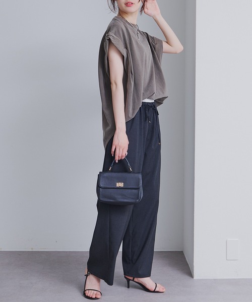 PUAL CE CIN(ピュアルセシン)の「USAコットン ロールスリーブTシャツ(Tシャツ/カットソー・レディース・ブラウン/キャメル/ライトベージュ・FREE)」の22枚目の写真