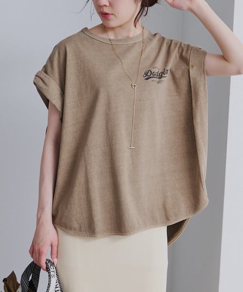 PUAL CE CIN(ピュアルセシン)の「USAコットン ロールスリーブTシャツ(Tシャツ/カットソー・レディース・ブラウン/キャメル/ライトベージュ・FREE)」の9枚目の写真