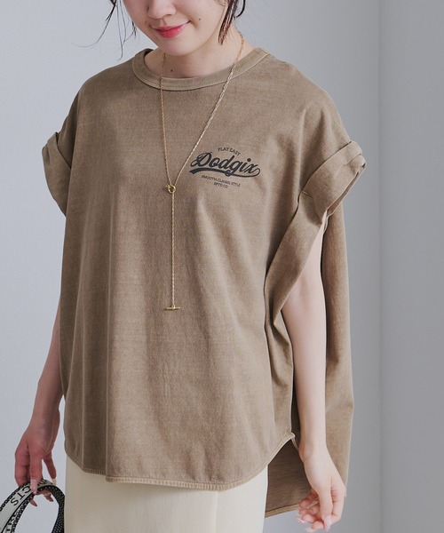 PUAL CE CIN(ピュアルセシン)の「USAコットン ロールスリーブTシャツ(Tシャツ/カットソー・レディース・ブラウン/キャメル/ライトベージュ・FREE)」の10枚目の写真