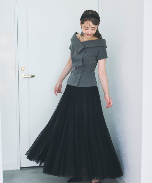 polaura(ポローラ)の「プリーツチュールマーメイドスカート(スカート・レディース・ブラック/オフホワイト・S/M)」の21枚目の写真