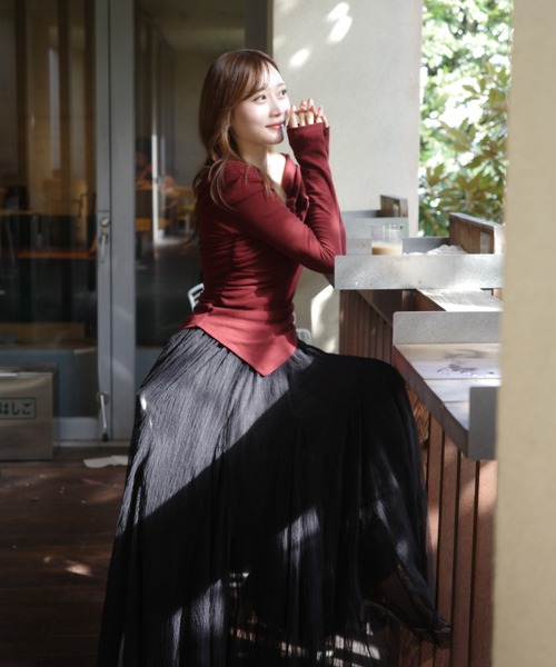 polaura(ポローラ)の「プリーツチュールマーメイドスカート(スカート・レディース・ブラック/オフホワイト・S/M)」の12枚目の写真