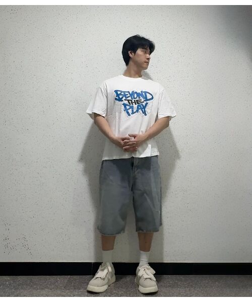 URBAN PLAYERS(アーバンプレイヤーズ)の「エスエイプリント半袖Tシャツ (2COLOR)(Tシャツ/カットソー・レディース・ブラック/ホワイト・MEDIUM/LARGE/X-LARGE)」の5枚目の写真