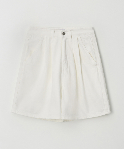 BUTTON UP(ボタンアップ)の「ツーピンタックハーフコットンパンツ(アイボリー)(その他パンツ・レディース・その他・LARGE/MEDIUM/SMALL)」の2枚目の写真