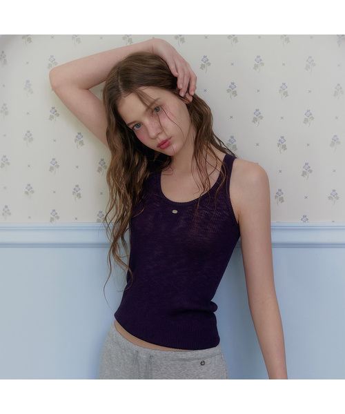TWEE(トゥウィー)の「ファーズシンボルベーシックニットスリーブレス(Tシャツ/カットソー・レディース・オリーブ/ライトグレー/ネイビー/パープル/チャコール・FREE)」の5枚目の写真