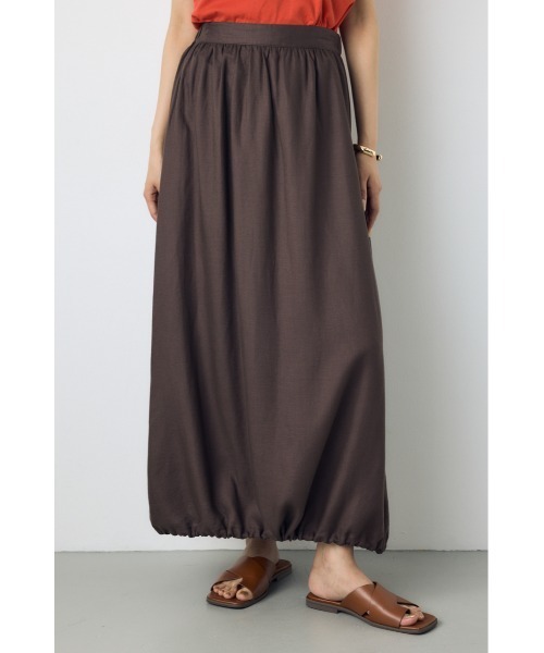 AZUL by moussy（アズールバイマウジー）の「【セットアップ対応】【身長/骨格別着用画像あり】リネンブレンドバルーンシルエットスカート（スカート・レディース・ブラック/ブラウン/ベージュ・MEDIUM/SMALL）」の2枚目の写真
