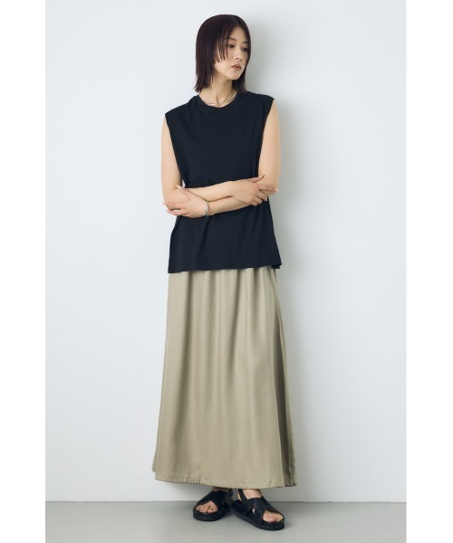 AZUL by moussy（アズールバイマウジー）の「【セットアップ対応】【身長/骨格別着用画像あり】リネンブレンドバルーンシルエットスカート（スカート・レディース・ブラック/ブラウン/ベージュ・MEDIUM/SMALL）」の6枚目の写真