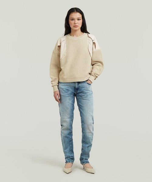 G-STAR(ジースター)の「Mixed Media Sweater/異素材ミックスパネルデザインオーバーサイズスウェット/トレーナー(スウェット・レディース・ベージュ/ネイビー・MEDIUM/SMALL/X-SMALL)」の6枚目の写真