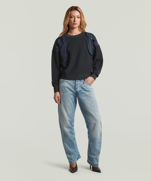 G-STAR(ジースター)の「Mixed Media Sweater/異素材ミックスパネルデザインオーバーサイズスウェット/トレーナー(スウェット・レディース・ベージュ/ネイビー・MEDIUM/SMALL/X-SMALL)」の10枚目の写真