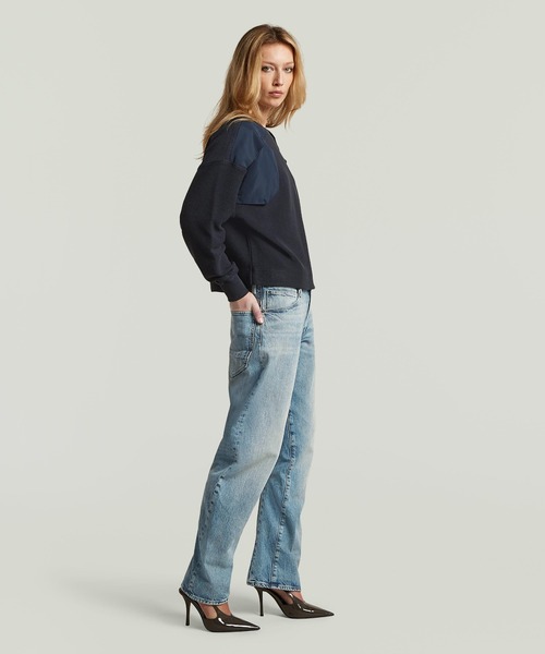 G-STAR(ジースター)の「Mixed Media Sweater/異素材ミックスパネルデザインオーバーサイズスウェット/トレーナー(スウェット・レディース・ベージュ/ネイビー・MEDIUM/SMALL/X-SMALL)」の11枚目の写真