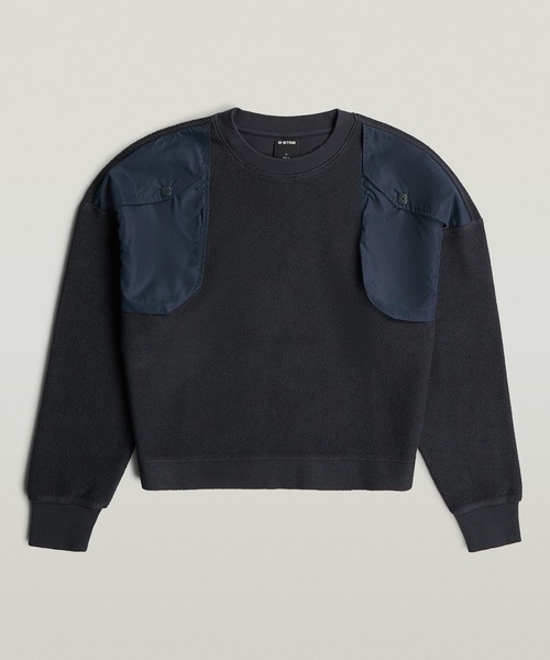 G-STAR(ジースター)の「Mixed Media Sweater/異素材ミックスパネルデザインオーバーサイズスウェット/トレーナー(スウェット・レディース・ベージュ/ネイビー・MEDIUM/SMALL/X-SMALL)」の12枚目の写真