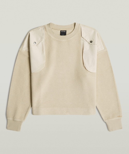 G-STAR(ジースター)の「Mixed Media Sweater/異素材ミックスパネルデザインオーバーサイズスウェット/トレーナー(スウェット・レディース・ベージュ/ネイビー・MEDIUM/SMALL/X-SMALL)」の13枚目の写真