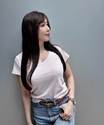 ラウンドネック フィットTシャツ