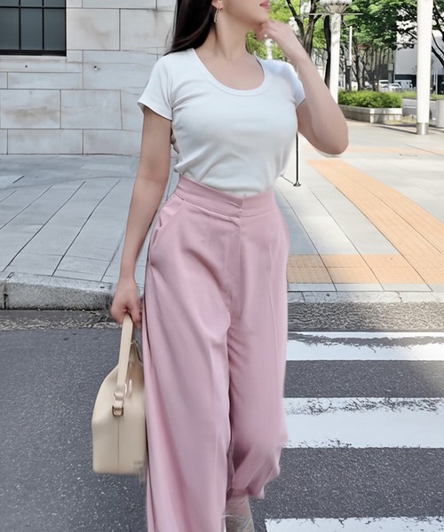 THEODORIC.dy(セオドリックディ)の「ラウンドネック フィットTシャツ(Tシャツ/カットソー・レディース・ライトピンク/アイボリー/ブラック・FREE)」の22枚目の写真