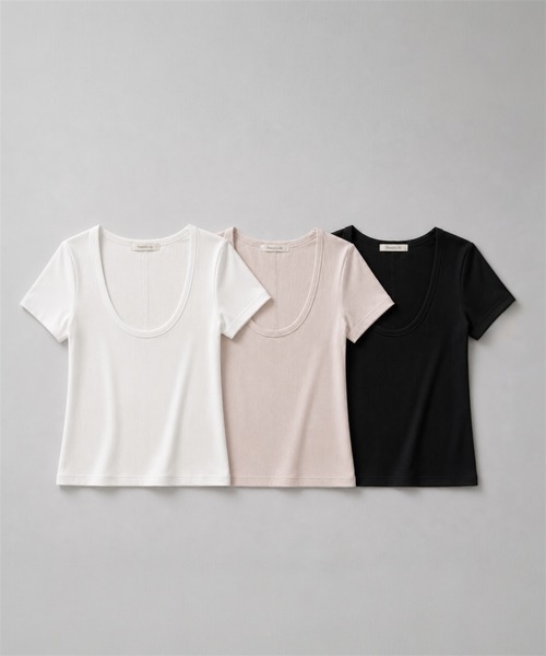 THEODORIC.dy(セオドリックディ)の「ラウンドネック フィットTシャツ(Tシャツ/カットソー・レディース・ライトピンク/アイボリー/ブラック・FREE)」の15枚目の写真