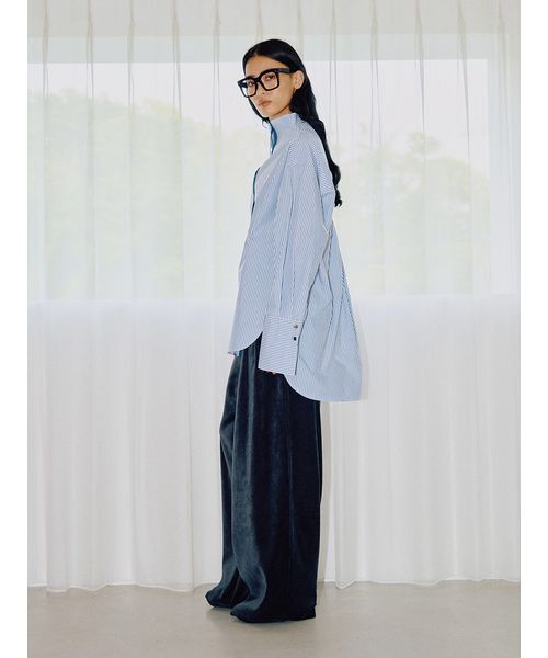 null.（ヌル）の「スタンドカラーシャツ（シャツ/ブラウス・レディース・ホワイト/ブルー・F）」の12枚目の写真