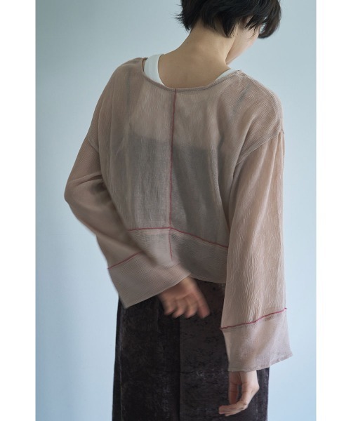 marjour(マージュール)の「SHEER CRINKLE CARDIGAN(カーディガン/ボレロ・レディース・ピンク/ブラック・M)」の5枚目の写真