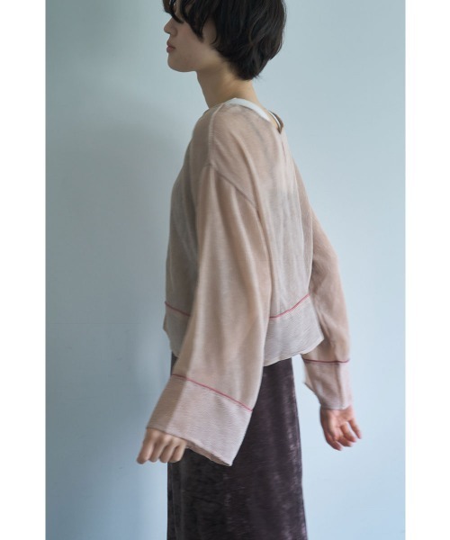 marjour(マージュール)の「SHEER CRINKLE CARDIGAN(カーディガン/ボレロ・レディース・ピンク/ブラック・M)」の6枚目の写真