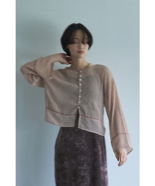 marjour(マージュール)の「SHEER CRINKLE CARDIGAN(カーディガン/ボレロ・レディース・ピンク/ブラック・M)」の9枚目の写真