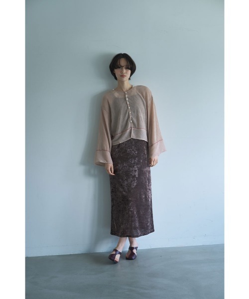 marjour(マージュール)の「SHEER CRINKLE CARDIGAN(カーディガン/ボレロ・レディース・ピンク/ブラック・M)」の11枚目の写真