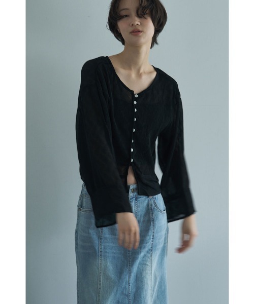 marjour(マージュール)の「SHEER CRINKLE CARDIGAN(カーディガン/ボレロ・レディース・ピンク/ブラック・M)」の12枚目の写真