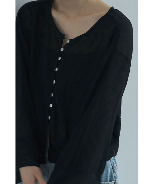marjour(マージュール)の「SHEER CRINKLE CARDIGAN(カーディガン/ボレロ・レディース・ピンク/ブラック・M)」の13枚目の写真