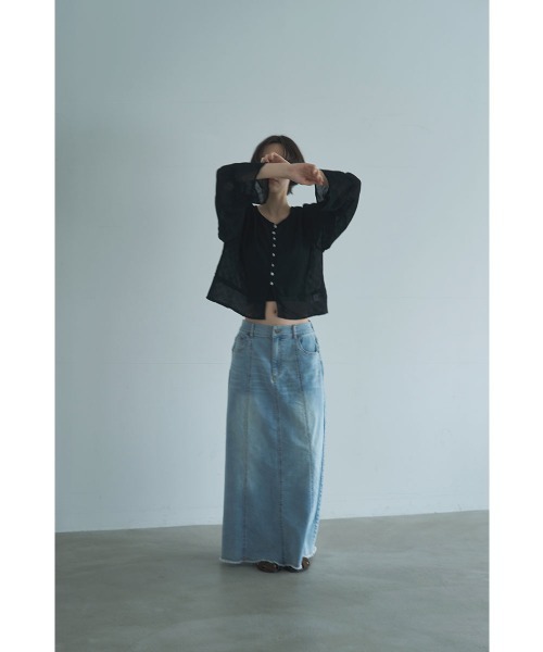 marjour(マージュール)の「SHEER CRINKLE CARDIGAN(カーディガン/ボレロ・レディース・ピンク/ブラック・M)」の18枚目の写真