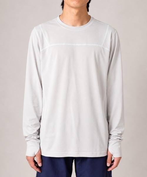 BROKEN BASE(ブロークンベース)の「BrokenBase running core / Active-Pique Long Sleeve T-shirt(Tシャツ/カットソー・メンズ・グレー/ブラック・LARGE/MEDIUM)」の1枚目の写真