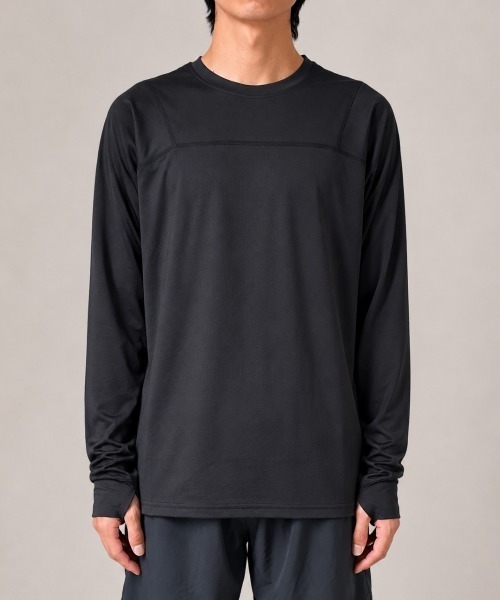 BROKEN BASE(ブロークンベース)の「BrokenBase running core / Active-Pique Long Sleeve T-shirt(Tシャツ/カットソー・メンズ・グレー/ブラック・LARGE/MEDIUM)」の2枚目の写真