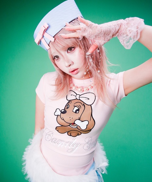 GALFY（ガルフィー）の「Candy Galfy-キラピカラブリィTee（Tシャツ/カットソー・レディース・ホワイト/ブラック/ピンク・FREE）」の2枚目の写真