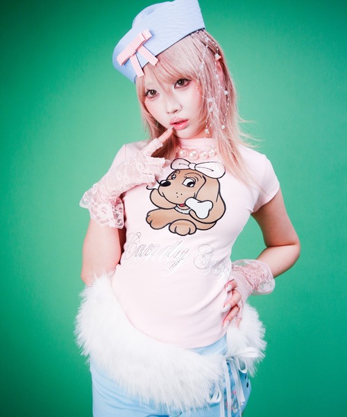 GALFY（ガルフィー）の「Candy Galfy-キラピカラブリィTee（Tシャツ/カットソー・レディース・ホワイト/ブラック/ピンク・FREE）」の16枚目の写真