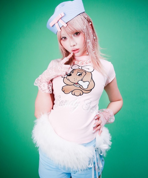 GALFY（ガルフィー）の「Candy Galfy-キラピカラブリィTee（Tシャツ/カットソー・レディース・ホワイト/ブラック/ピンク・FREE）」の15枚目の写真
