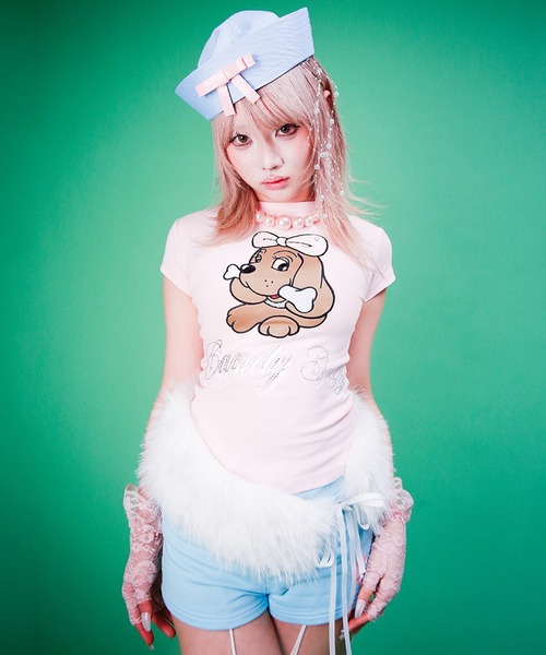 GALFY（ガルフィー）の「Candy Galfy-キラピカラブリィTee（Tシャツ/カットソー・レディース・ホワイト/ブラック/ピンク・FREE）」の14枚目の写真