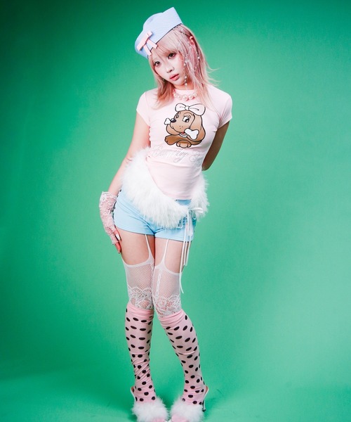GALFY（ガルフィー）の「Candy Galfy-キラピカラブリィTee（Tシャツ/カットソー・レディース・ホワイト/ブラック/ピンク・FREE）」の13枚目の写真