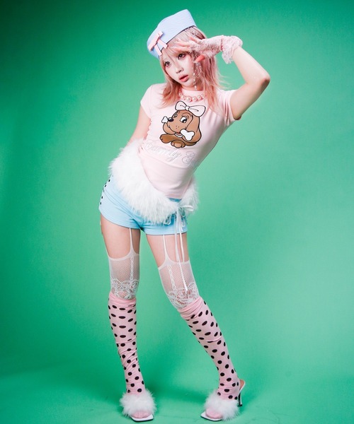 GALFY（ガルフィー）の「Candy Galfy-キラピカラブリィTee（Tシャツ/カットソー・レディース・ホワイト/ブラック/ピンク・FREE）」の12枚目の写真
